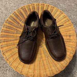 Dunham Dark Brown Leather Lace-Up Moc Toe Oxfords Extra Wide